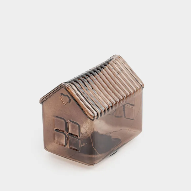Сәндік шам, 12х12 см, шыны, қоңыр, Үй, House shape