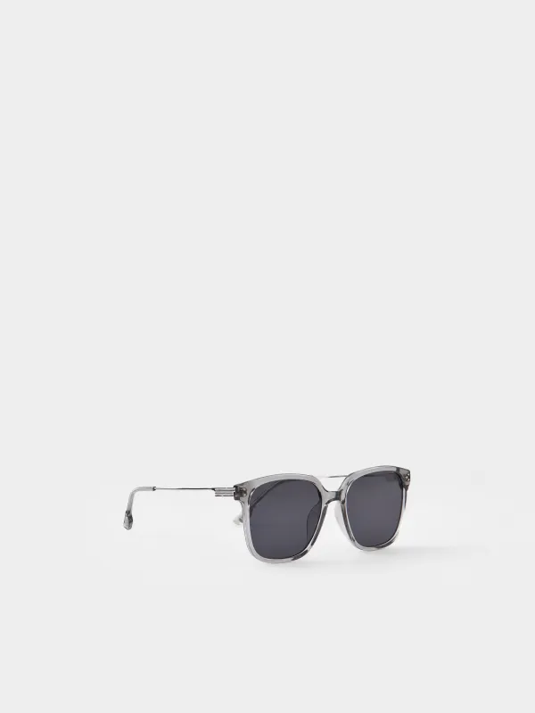 Күннен қорғайтын көзілдірік, металл/пластик, шаршы, сұр, Eyewear, image-1