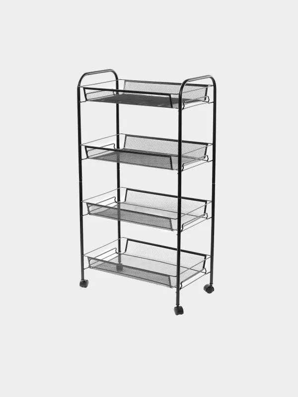 Стажерка, 4 деңгейлі, 44х26х83 см, дөңгелектерде, металл, қара, Compact Black, image-0