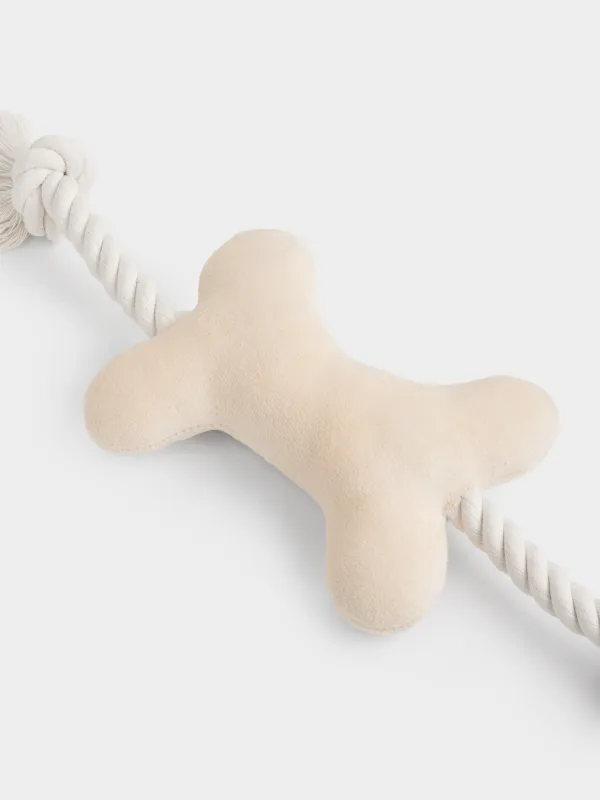 Игрушка для собак, 18 см, с пищалкой, полиэстер, бежевая, Кость, Frisky pet, image-1