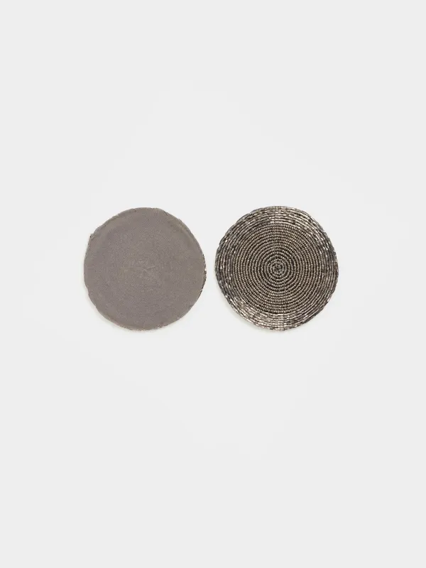 Шыныаяқ асты түпқойма, 10 см, 2 дана, бисер, дөңгелек, қою сұр, Shiny beads, image-1