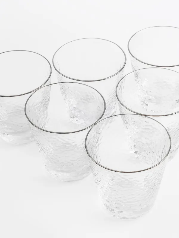 Виски стақаны, 10 см, 270 мл, 6 дана, шыны, күміс жиегі бар, Ripply silver, image-2