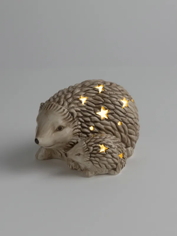 Статуэтка с подсветкой, 15 см, керамика D, серо-коричневая, Ежи, Hedgehog, image-4