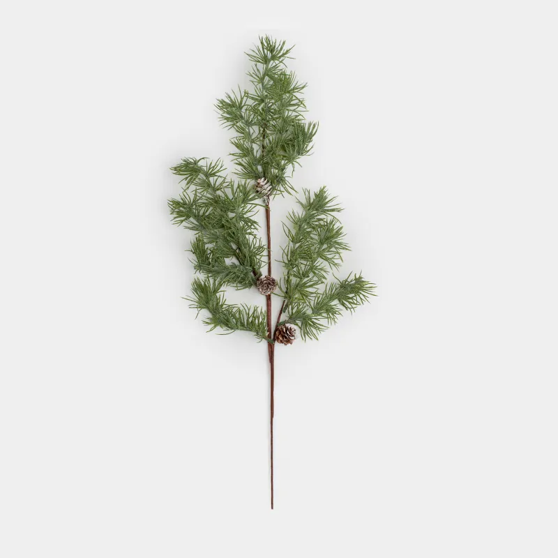Ветка декоративная, 96 см, Заснеженная хвоя с шишками, Conifer decor