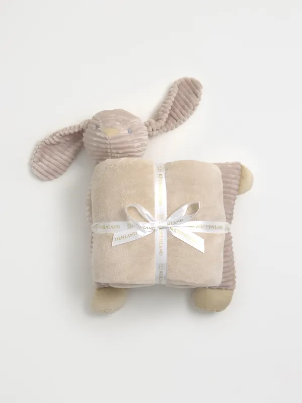 Плед с подушкой, 130х210 см, флис/плюш, бежевый, Заяц, Plush animals, image-0
