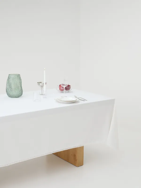 Дастархан, 160х160 см, PU жабыны бар, полиэстер/вискоза/зығыр, ақ, Шілтер, Comely lace, image-6