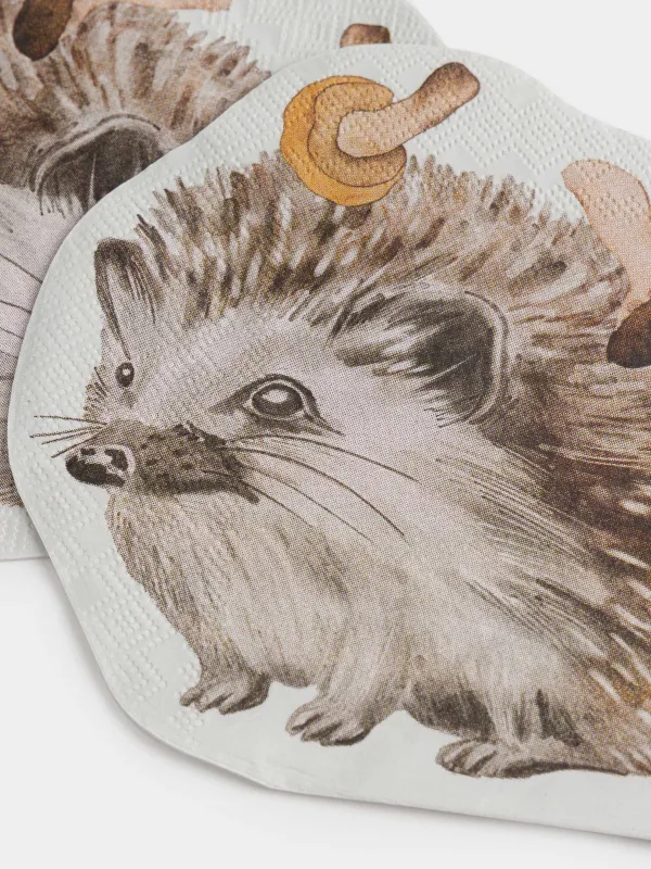 Қағаз майлықтар, 33х31 см, 20 дана, пішінді, ақ, Кірпі, Forest hedgehog, image-2