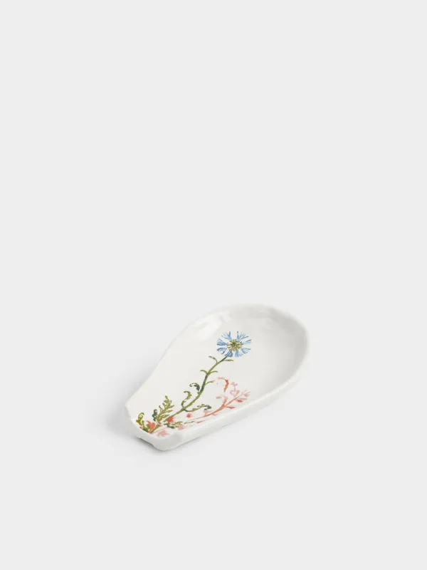 Қасық тұғыры, 13 см, керамика, сүт түстес, Шалғын гүлдері, Floral meadow, image-1