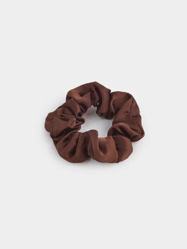 Резинка для волос, 6 см, сатин, коричневая, Silk, image-1