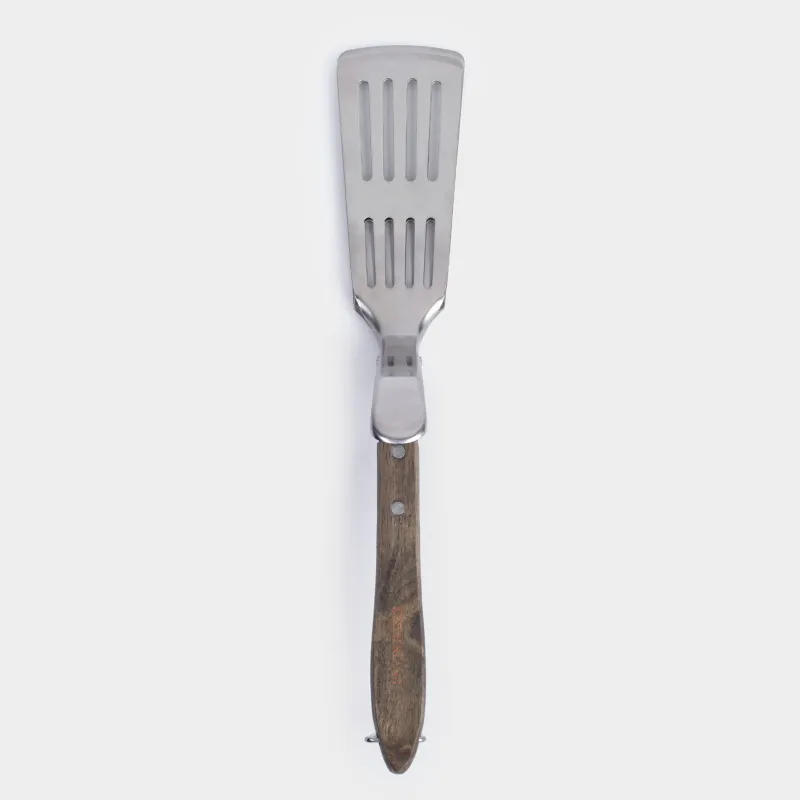 Лопатка-щипцы для барбекю, 40 см, с прорезями, сталь/дерево, BBQ