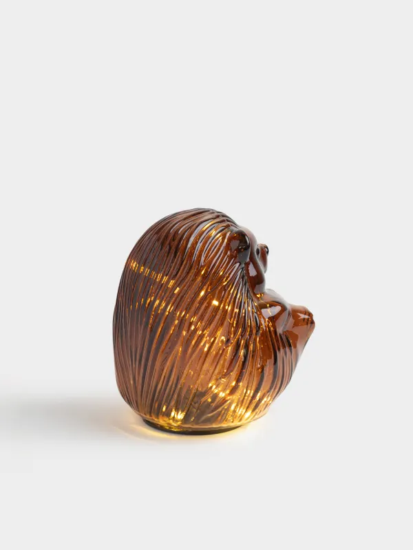 Сәндік шам, 13 см, шыны, қоңыр, Кірпі, Illumination shape, image-3