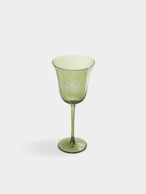 Бокал для вина, 350 мл, стекло, зеленый, Цветы, Lazio flower, image-2