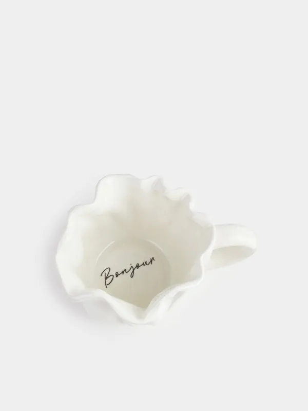 Саптыаяқ, 400 мл, керамика, сүт түстес, Мыжылған әсер, Crumple, image-3