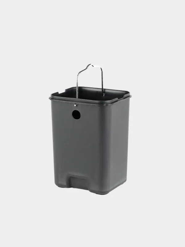 Қоқыс салғыш, 3 л, педальмен, металл, шаршы, қара, Total black, image-3