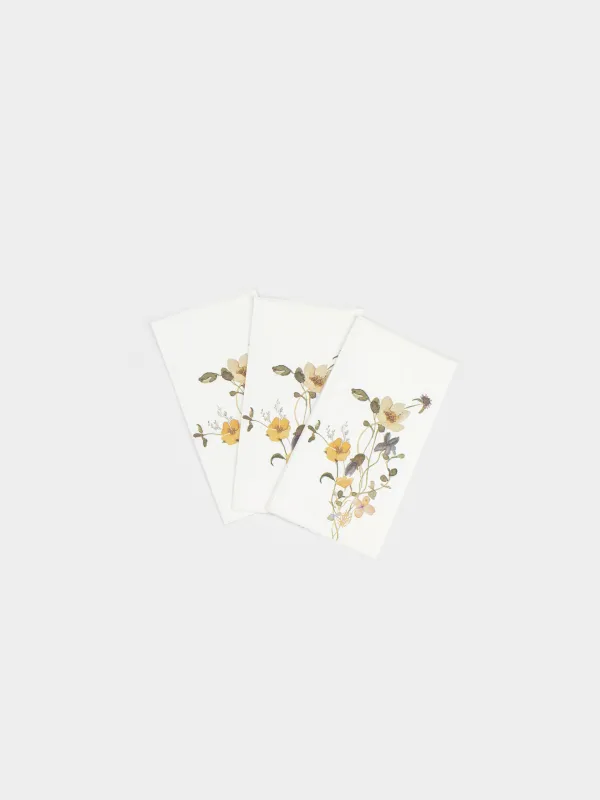 Қағаз майлықтар, 33х33 см, 20 дана, төртбұрышты, ақ, сары Гүлдер, Flowers, image-2