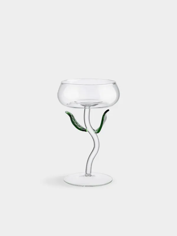 Шампан бокалы, 270 мл, шыны Б, Жасыл жапырақтар, Shape, image-0