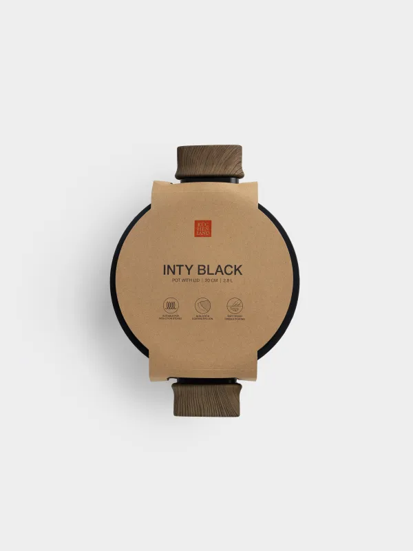 Кастрюля, 20 см, 2,8 л, с крышкой, с покрытием, алюминий, черная, Inty black, image-4