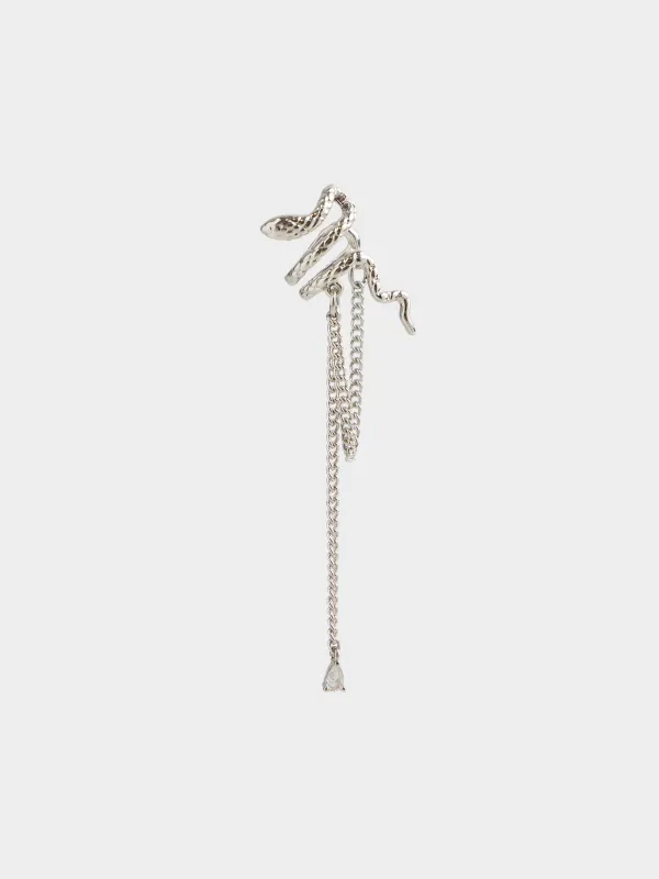 Кафф сырғасы, 7 см, аспасы бар, металл, күміс түстес, Жылан, Jewelry snake, image-0