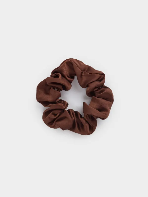 Резинка для волос, 6 см, сатин, коричневая, Silk, image-0