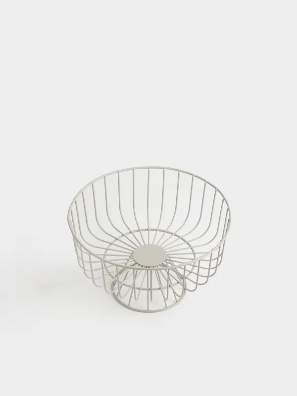Корзина для фруктов, 28х18 см, на ножке, металл, серо-бежевая, Twist beige, image-3