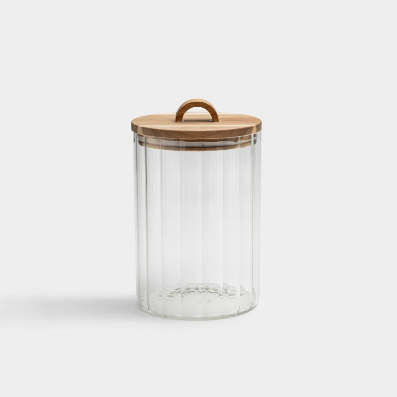 Сусымалы өнімдерге арналған құты, 1,6 л, шыны Б/ағаш, Camellia wood