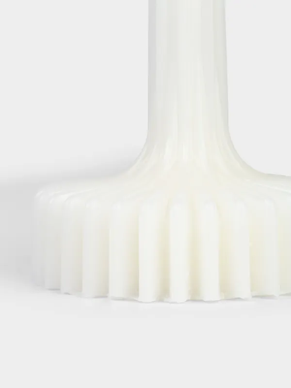 Шам, 20 см, жұқа, сүт түстес, Ribbed candle, image-1