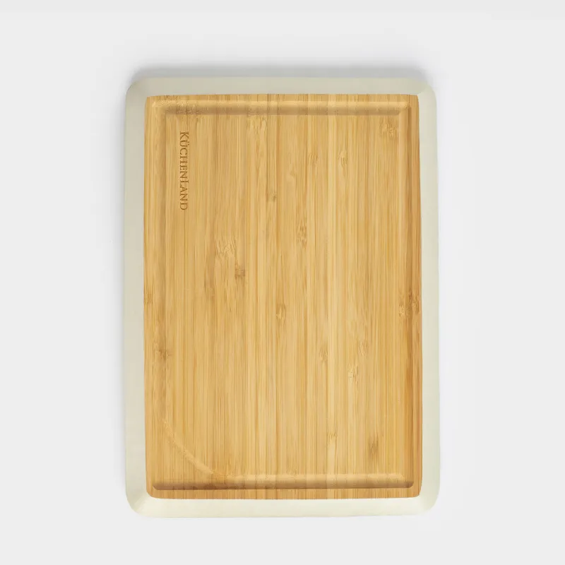 Кесу тақтасы, 28х20 см, бамбук, тікбұрышты, сұр жиек, Bamboo