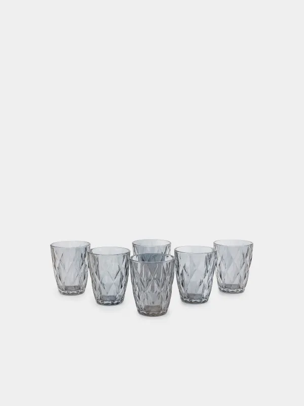Стақан, 10 см, 270 мл, 6 дана, шыны Р, сұр, Rhomb color, image-0