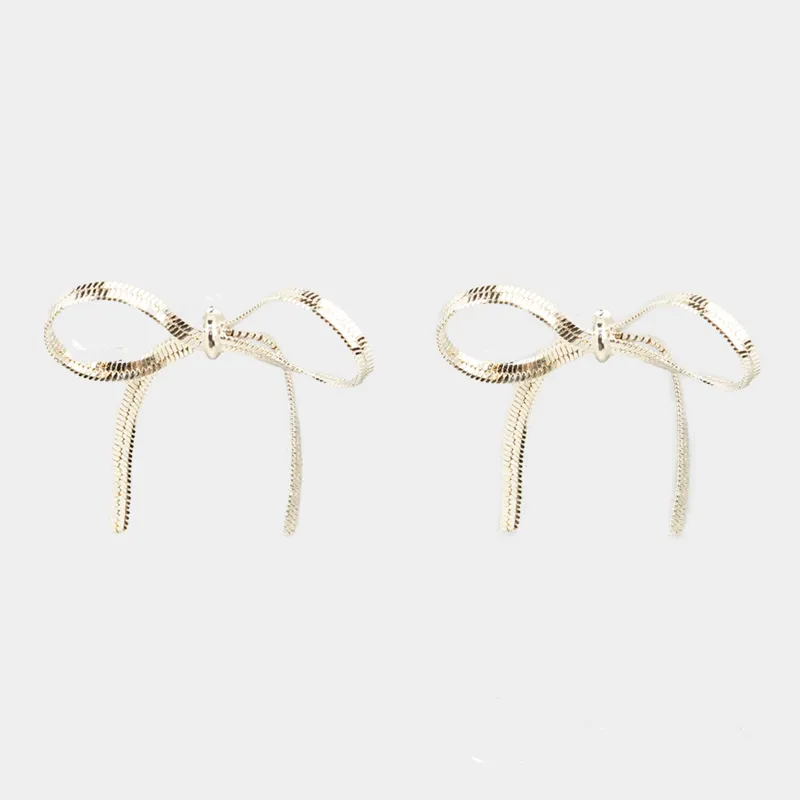 Пусет сырғалары, 6 см, 2 дана, металл, күміс түстес, Бантик, Jewelry