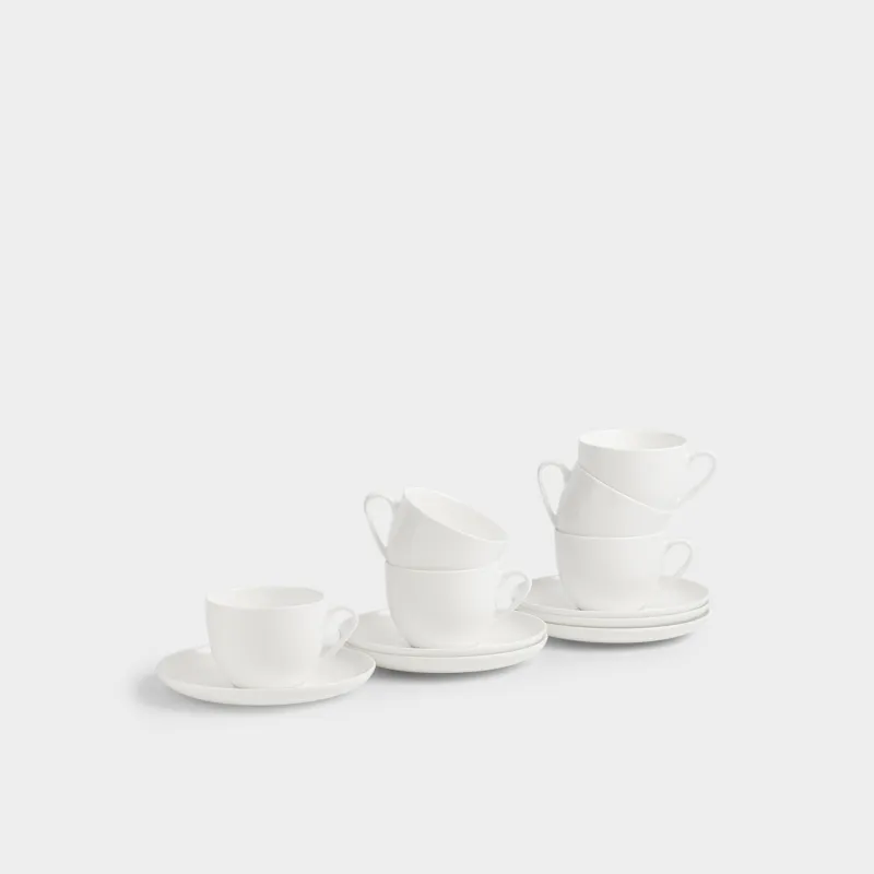 Шай жұбы, 6 тұлға, 12 зат, 250 мл, фарфор F, ақ, Ideal white