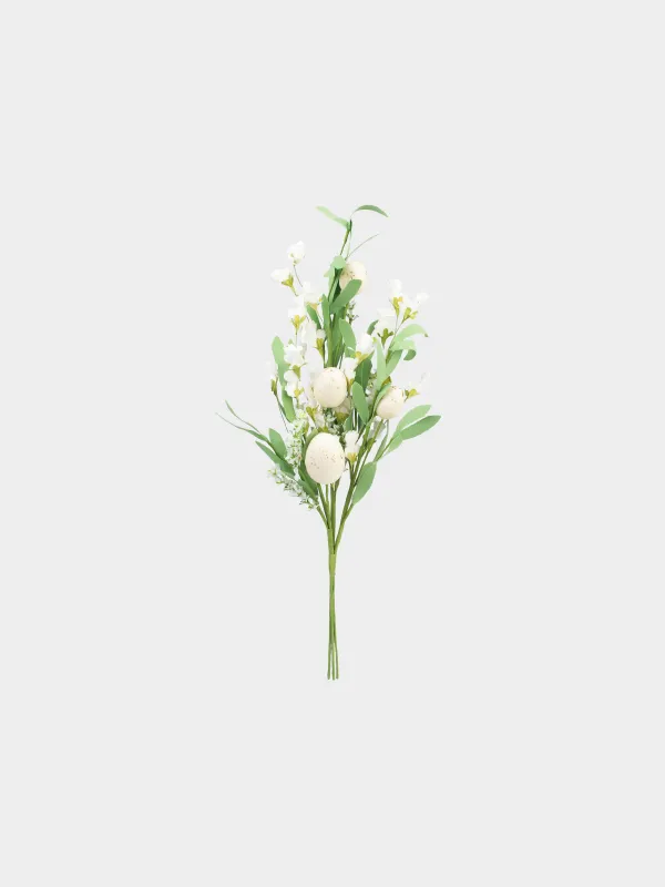Ветка декоративная, 53 см, Желтые яйца и цветы, Natural Easter decor, image-0