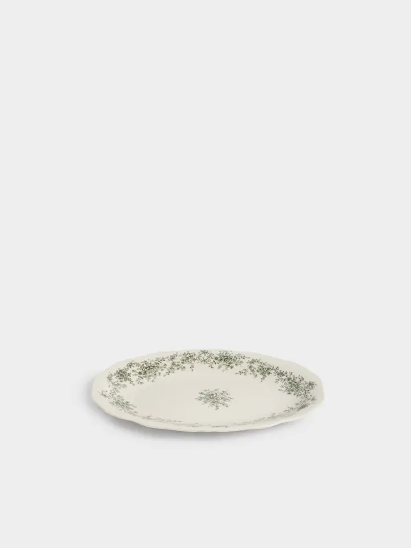 Ыдыс, 26х17 см, фарфор Р, сопақ, сарғылт-қоңыр, Жасыл гүлдер, Green lace, image-2
