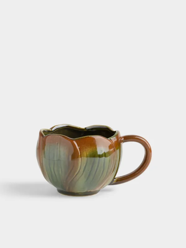 Саптыаяқ, 470 мл, керамика K, жасыл және қоңыр, Гүл, Autumn gifts, image-0
