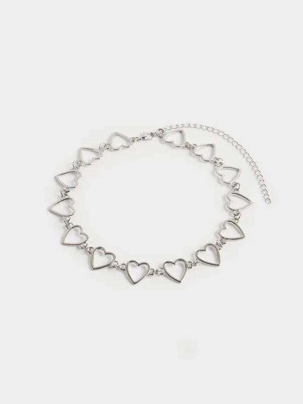 Тізбек, 43 см, металл, күміс, Жүректер, Jewelry heart, image-2