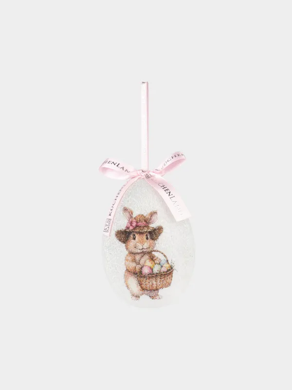 Подвеска, пасхальное яйцо, 10 см, пенопласт, Кролик с корзинкой, Easter, image-0