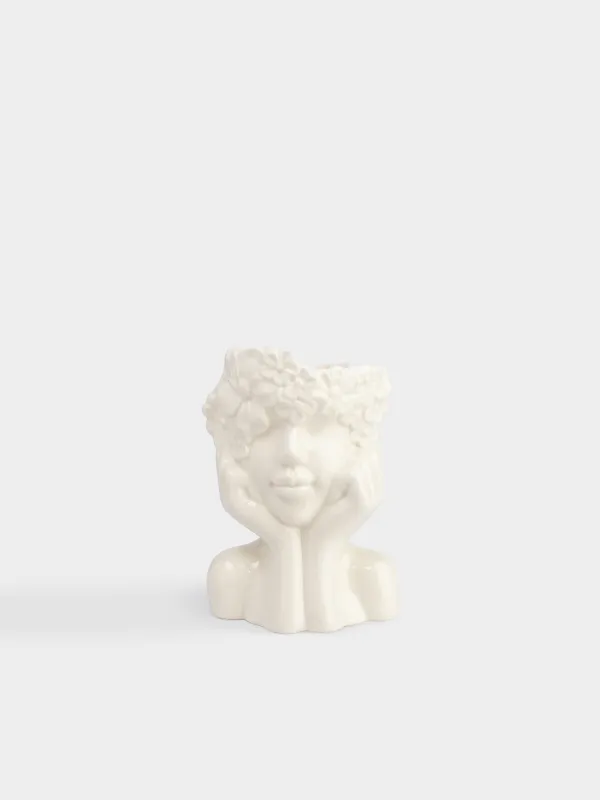 Гүл вазасы, 17 см, сәндік, Фарфор P, сүт, гүлдермен бет, Face flowers, image-0