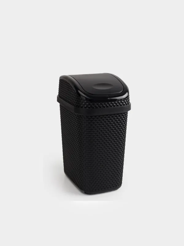 Қоқыс контейнері, 10 л, пластик, тікбұрышты, қара, Nickel, image-1