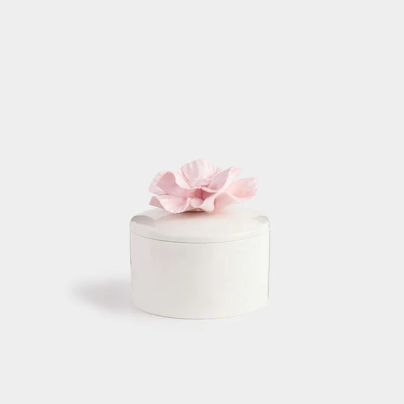 Конфетница, 11 см, 100 мл, с крышкой, фарфор P, молочная, Цветок, Rose