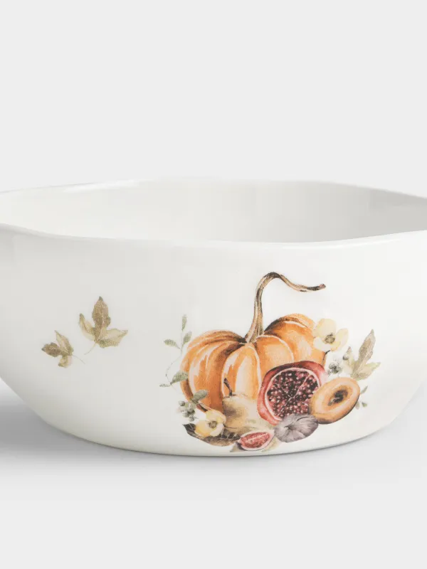 Салатник, 16х7 см, 800 мл, керамика D, молочный, Тыква с фруктами, Pumpkin garden, image-1