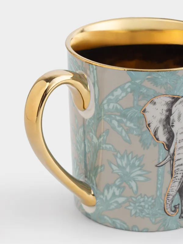 Саптыаяқ, 300 мл, фарфор N, жасыл және алтын түстес, Піл, Elephant, image-2