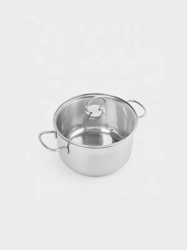 Кәстрөл, 20 см, 3,5 л, қақпағы бар, болат/шыны, Egoist lite, image-1