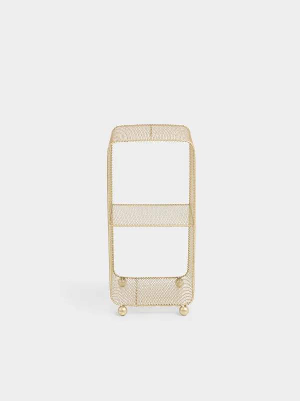 Ашық сөре, 2 деңгейлі, 30х30х64 см, металл, алтын, Compact gold, image-4