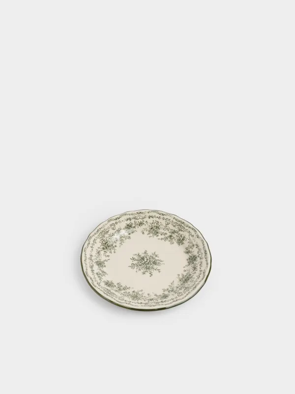 Тіскебасар тәрелкесі, 22 см, фарфор Р, сүт түстес, Жасыл гүлдер, Green lace, image-1