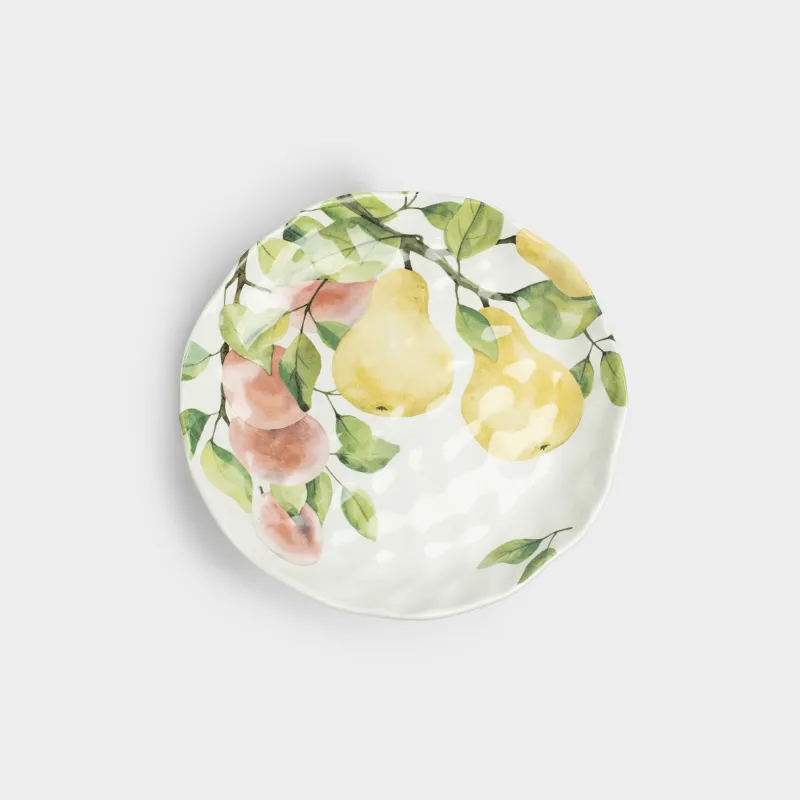 Түскі ас тәрелкесі, 28 см, керамика, ақ, Бұтақтағы алмұрт, Crumple print