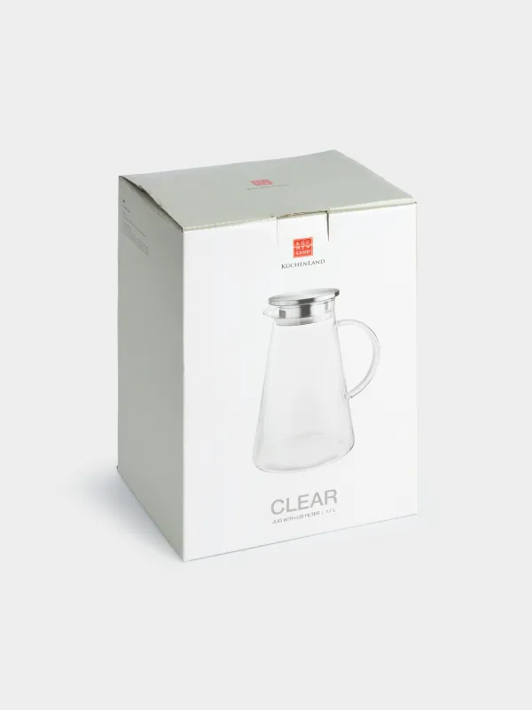 Құмыра, 1,7 л, қақпағы сүзгі, шыны Б/болат, Clear, image-6