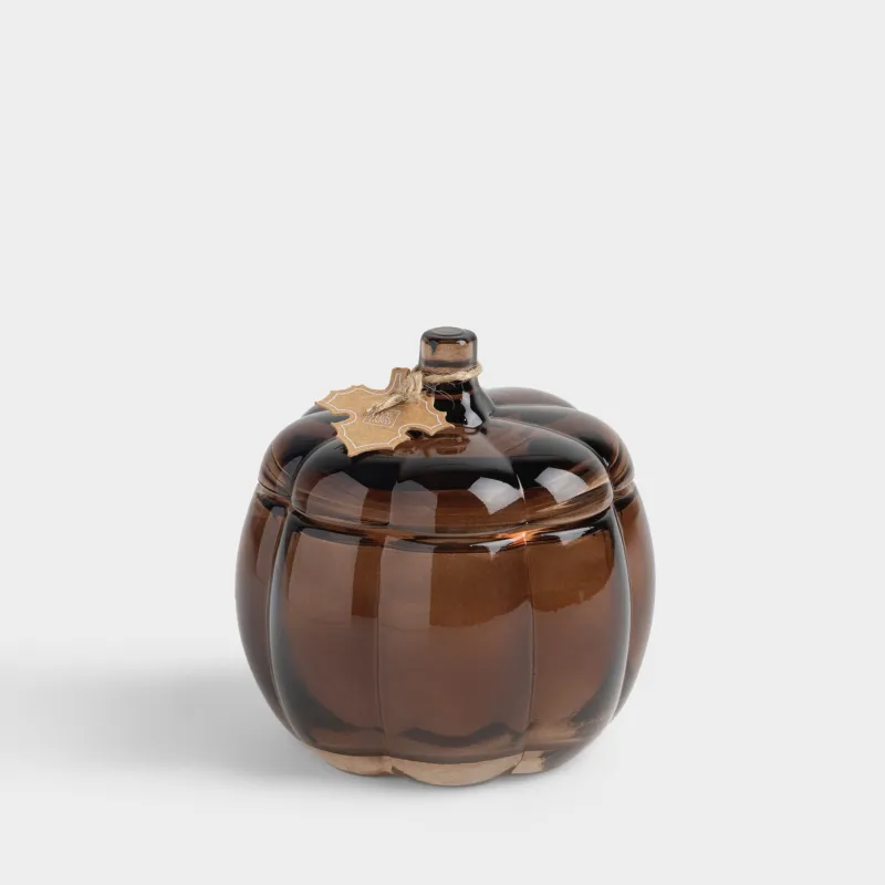Свеча ароматическая, 9x10 см, в подсвечнике, стекло, коричневая, Gourmand Vanilla, Pumpkin shape