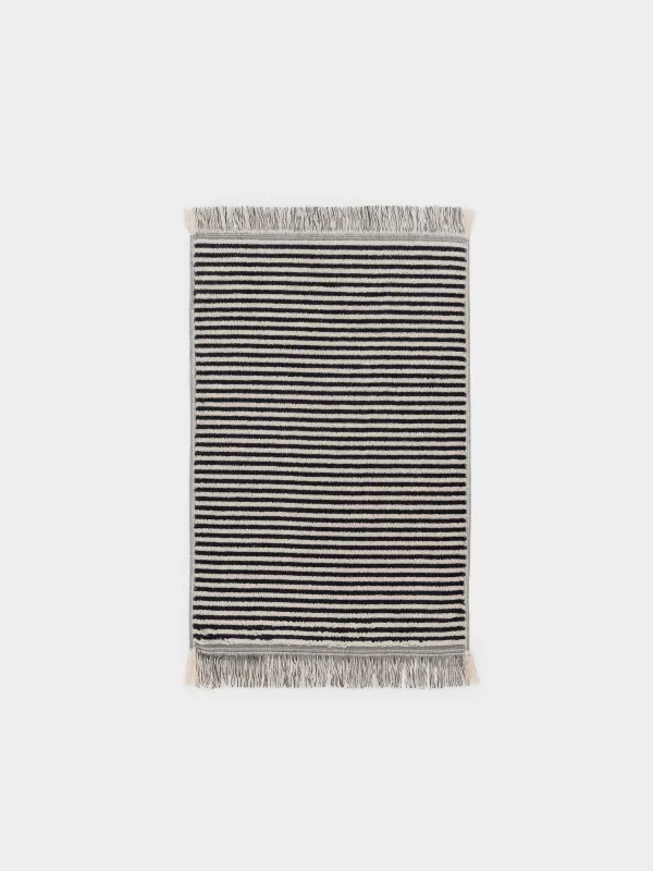 Полотенце, 40х60 см, хлопок, черно-бежевое, Полосы, Striped cotton, image-1