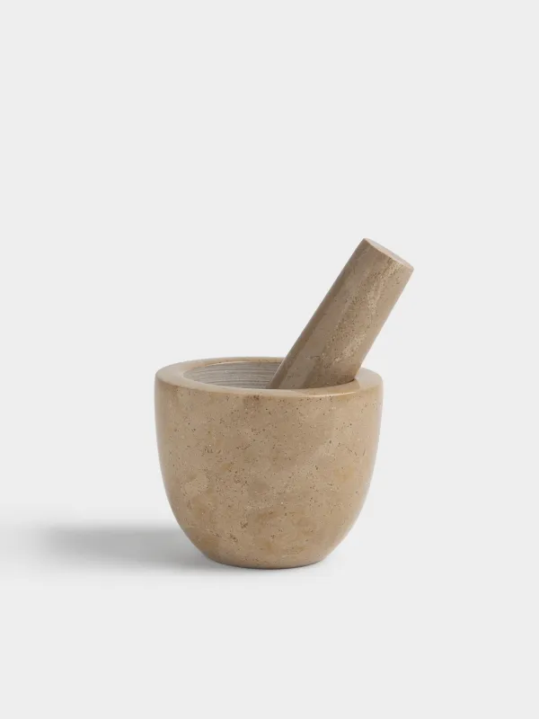 Ступка для специй, с пестиком, бежевая, Marble, image-0