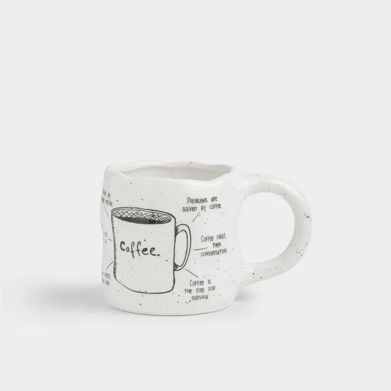 Кружка, 460 мл, керамика D, молочная, в крапинку, Coffee, Crumple font