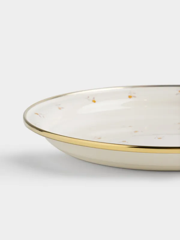Науа, 22 см, эмальданған металл, дөңгелек, сүт түстес, Гүлдер, Enamel florets, image-3